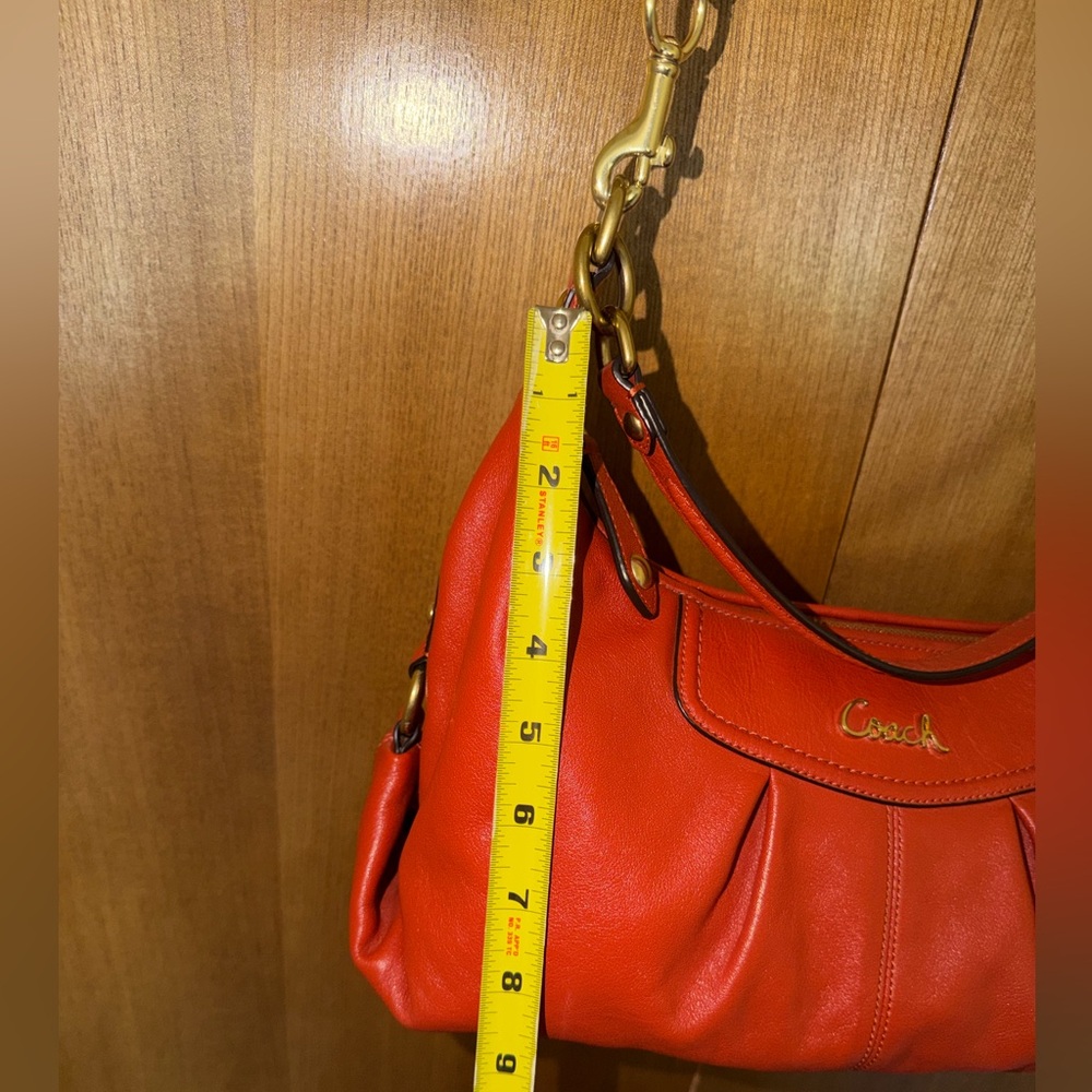 Coach Ashley Leather Convertible Hobo in Orange, Gold Hardware, F19761 - Picture 11 of 16